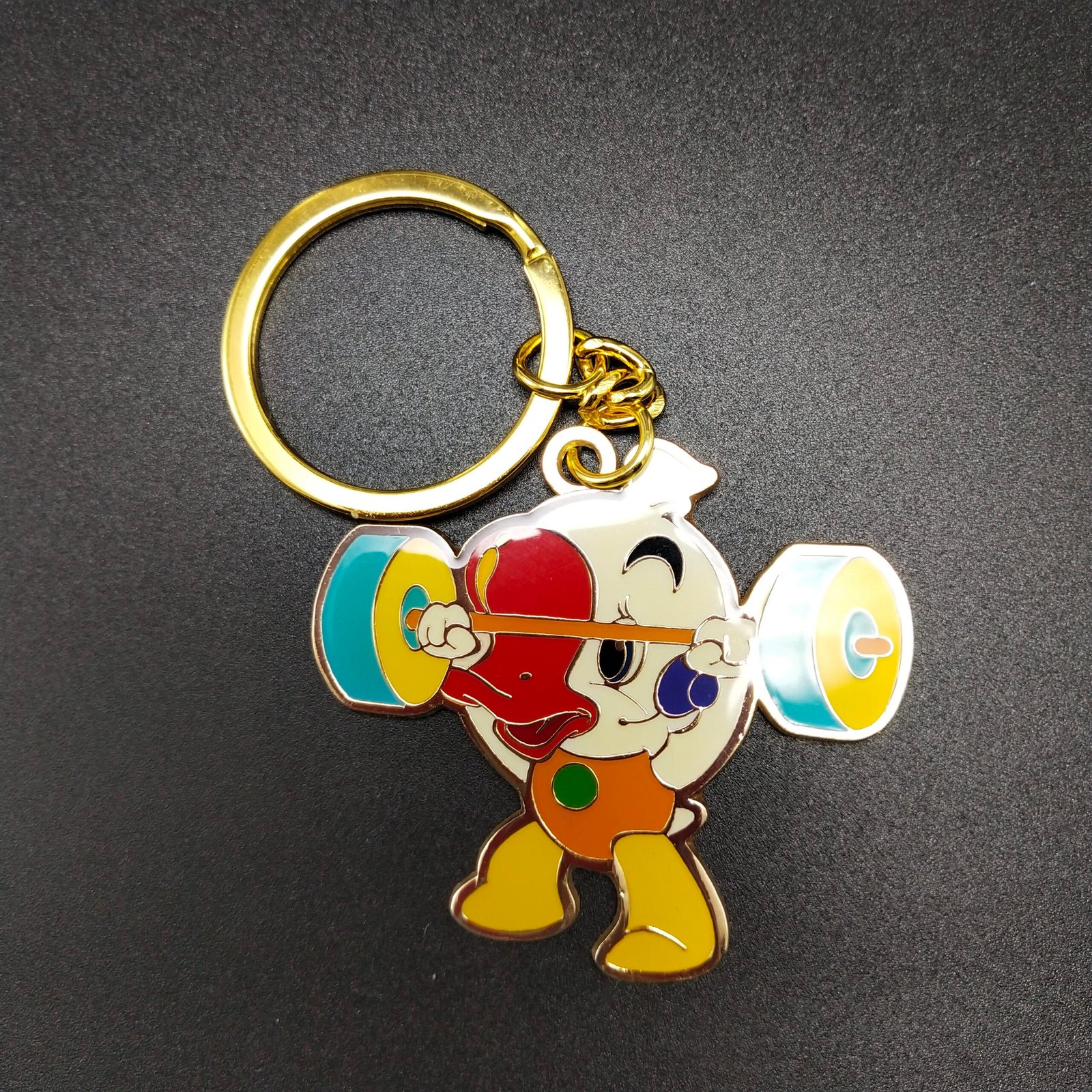Adorable Cartoon Metal Keychain Set: Weightlifting Duck, Sailing Duck & Bee - Perfect Gift for All Ages