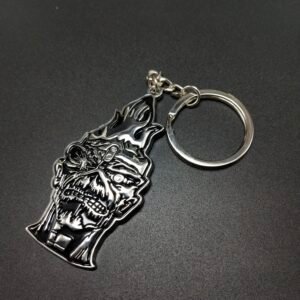 Unique Metal Zombie Skull Keychain – Cool Gothic Punk Accessory for Keyring Lovers