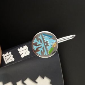 Stylish Metal Bookmark with Colorful Snowflake & Mountain Design