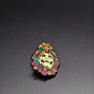 Vibrant Dia de los Muertos Sugar Skull Enamel Lapel Pin – Floral Day of the Dead Collectible Badge-Ghost Band Enamel Pin-Tobias Forge Ghost B.C. Lapel